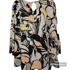 Dana Buchman Abstract Printed 3/4 Length Sleeve Top